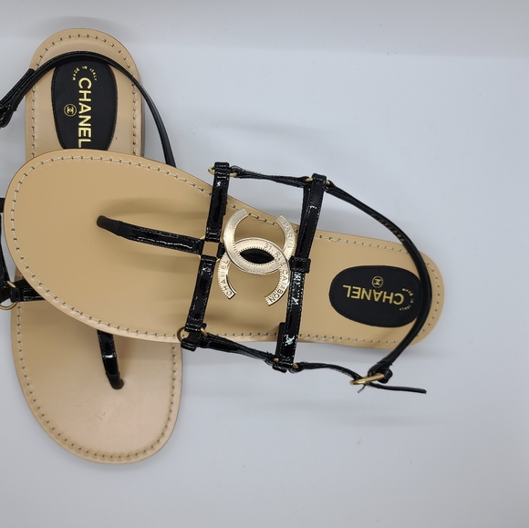 Chanel CC Thong Cage Sandals, 37.5 NIB - Picture 3 of 6